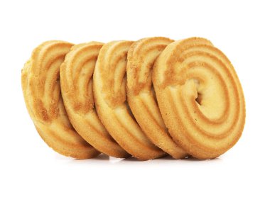 Beyaz arkaplanda izole edilmiş tereyağlı kurabiye