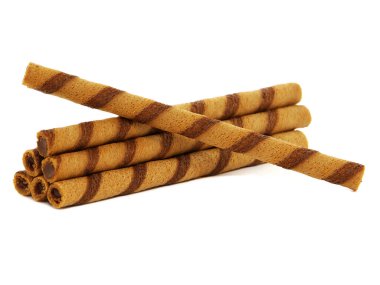 Beyaz üzerine izole edilmiş kakao kremalı gofretler.