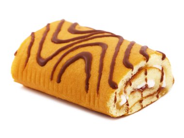 Beyaz arka plan üzerinde izole İsviçre rulo pasta