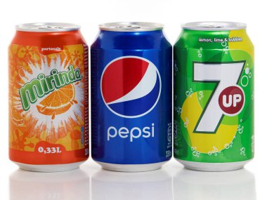 BUCHARest, Roma - 31 Mayıs 2019. Pepsi, Mirinda ve 7up, PepsiCo tarafından üretildi, bu şirketin en iyi ürünleri.