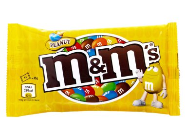 BuCHARest, Roma - 11 Mart 2019. Beyaz fıstıklı M & M çikolatası.