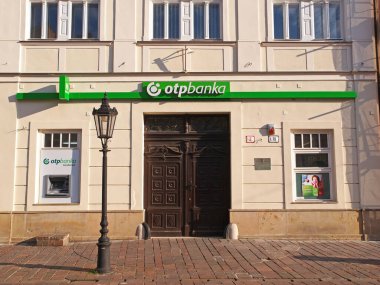 KOSICE, SLOVAKIA 19 Ağustos 2019. Kosice 'deki OTP Banka Ajansı