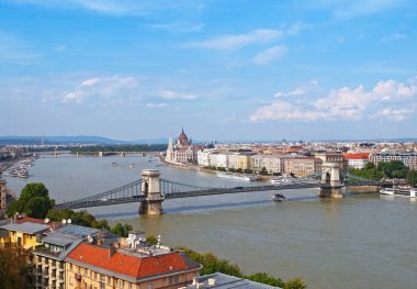 Budapeşte 'nin panoramik manzarası, Tuna Nehri üzerinde