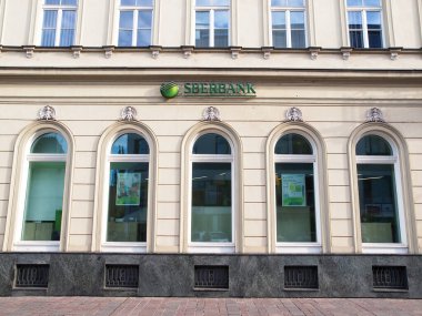 KOSICE, SLOVAKIA - 21 Ağustos 2019. Slovakya, Kosice 'deki Sberbank Ajansı