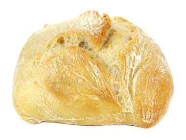 Ciabatta ekmeği beyaza izole edilmiş.