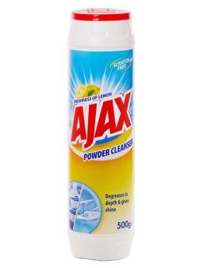 BUCHAREST, ROMANIA - 26 OCAK 2017. Ajax Toz Temizleyicisi beyaza izole edildi