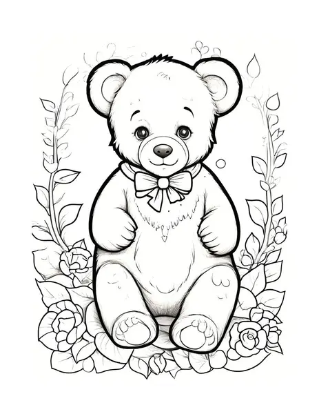 Küçük ayıyla Sevgililer Günü Boyama Sayfası