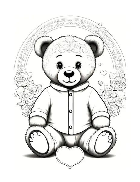 Küçük ayıyla Sevgililer Günü Boyama Sayfası