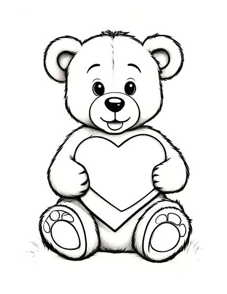 Sevgililer günü kartı olan şirin bir ayı. Çocuklar için renklendirme