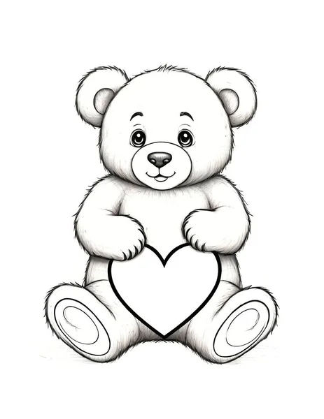 Sevgililer Günü boyama sayfasında küçük bir ayı var.