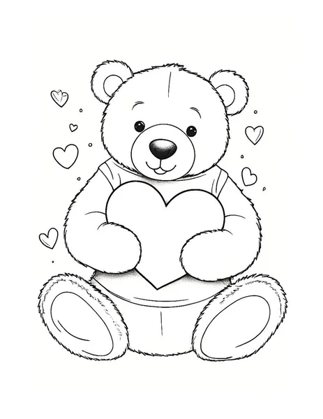  Sevgililer Günü boyama sayfasında küçük bir ayı var.