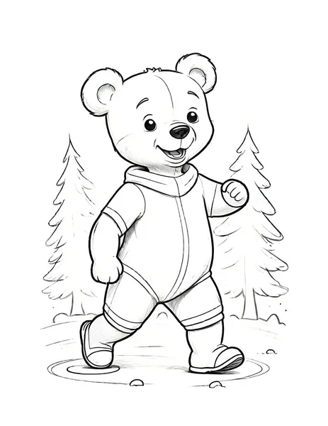 Boyama sayfası Ayı ormanda yürüyor