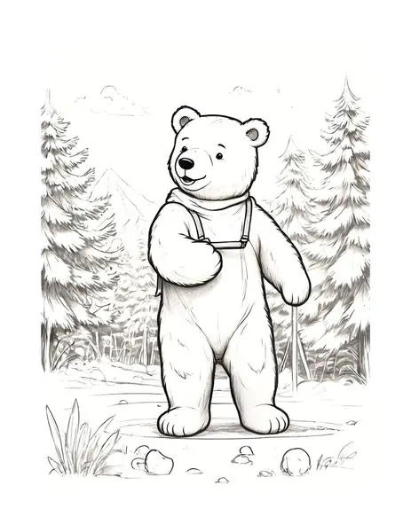 Ormanın kenarında ayı var.