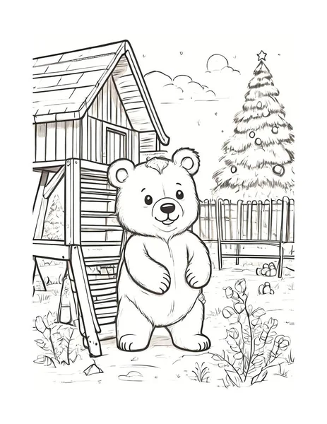 Oyun parkında Renklendirme Sayfası Ayısı