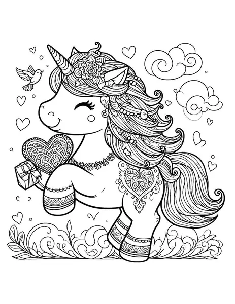 Sevgililer Günü Tekboynuz Kalp Renk Çarşafı