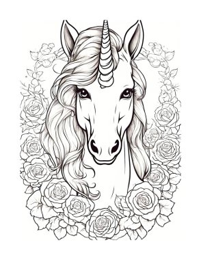 Güllerin Renk Sayfalı Sevgililer Günü Tekboynuzu