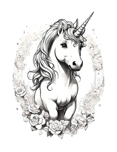 Sevgililer Günü için tek boynuzlu at ve gül renkli çarşaf.