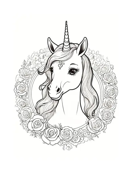 Sevgililer Günü için tek boynuzlu at ve gül renkli çarşaf.