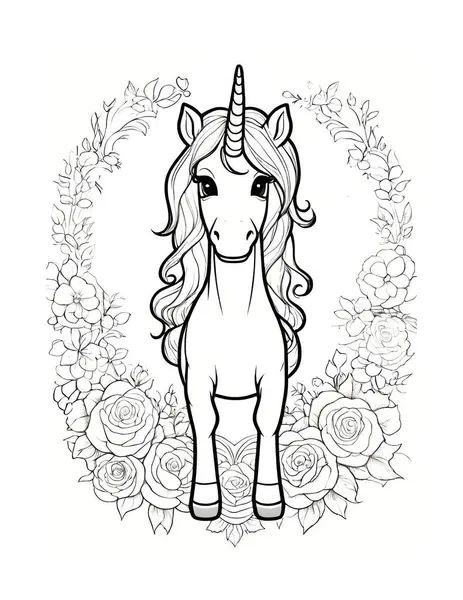 Güllerin Renk Sayfalı Sevgililer Günü Tekboynuzu