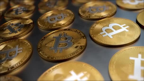 Virtual Crypto Currency Bitcoin Koin Dekat Bepergian Konsep Keuangan Dan — Stok Video
