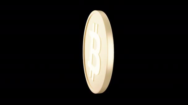 Bitcoin Koin Berputar Pada Dirinya Sendiri Pada Latar Belakang Hitam — Stok Video