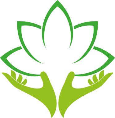 İki el, yapraklar, naturopat, bahçıvan, logo