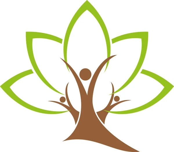 Árvore Pessoas Jardineiro Naturopata Logotipo — Vetor de Stock