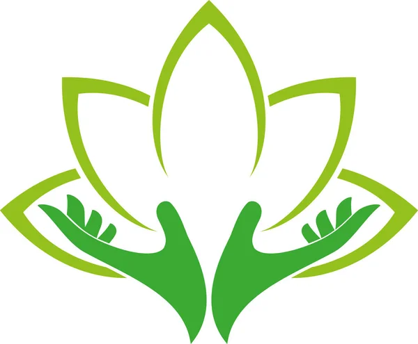 Дві Руки Листя Натуропат Садівник Логотип — стоковий вектор