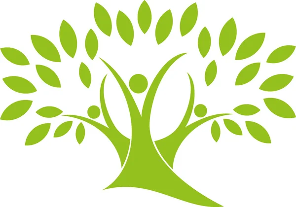 Träd Människor Trädgårdsmästare Naturläkare Logotyp — Stock vektor
