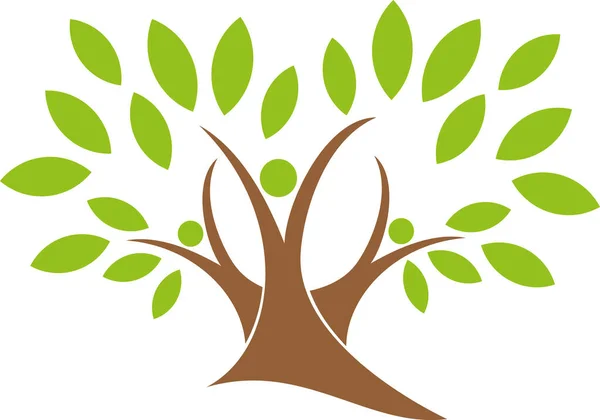 Дерево Люди Садовник Натуропат Логотип Стоковая Иллюстрация