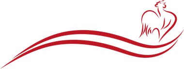 Rooster in red, rooster logo, chicken logo, background