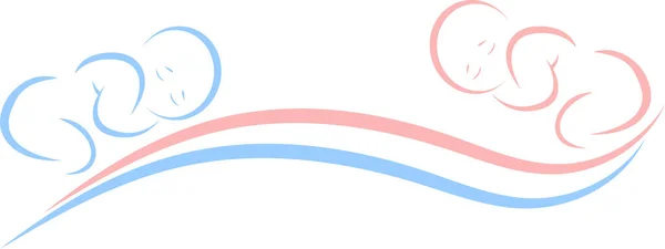 Two Babies Heart Child Baby Toddler Background Logo - Stok Vektor