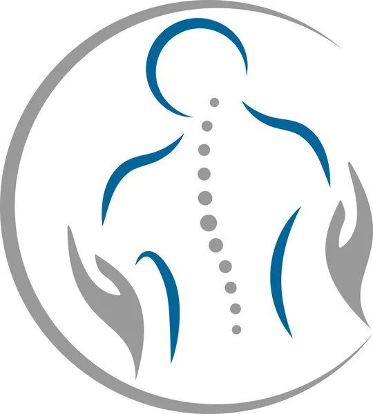 Orang Yang Bergerak Tulang Belakang Ortopedi Fisioterapi Chiropractor Logo Ikon - Stok Vektor