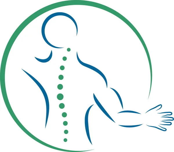 Orang Yang Bergerak Tulang Belakang Ortopedi Fisioterapi Chiropractor Logo Ikon - Stok Vektor
