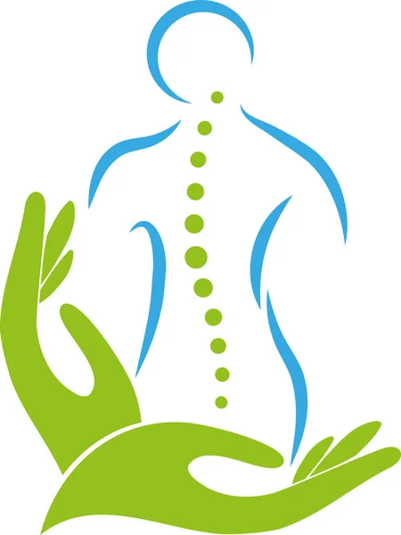 Orang Tulang Belakang Chiropractor Orthopaedics Fisioterapi Pijat Logo - Stok Vektor