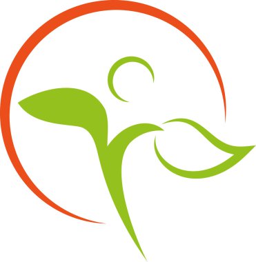 İnsan ve yaprak, kayropraktik uzmanı, naturopat, fizik tedavi logosu.
