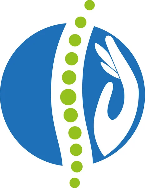 Ręka Kręgosłup Kręgarz Ortopeda Masaż Logo Tło — Wektor stockowy