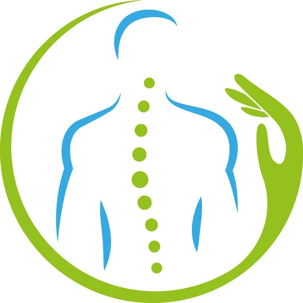 Orang Dan Tangan Tulang Belakang Chiropractor Ortopedi Pijat Logo Latar - Stok Vektor