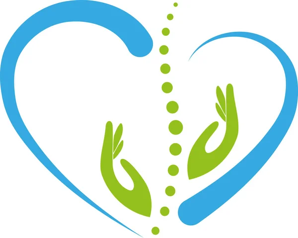 Coração Mãos Coluna Quiroprático Ortopédico Massagem Logotipo Fundo Ilustração De Bancos De Imagens