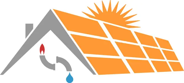 Rumah Matahari Air Tetes Dan Api Lingkungan Dan Energi Logo - Stok Vektor