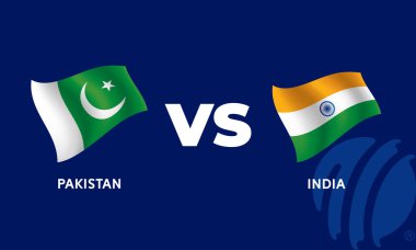 Pakistan - Hindistan Uluslararası Kriket Bayrağı Tasarım Şablonu Çizimi.