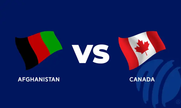 stock vector Afghanistan VS Canada International Cricket Flag Badge Design Template Vector Illustration.