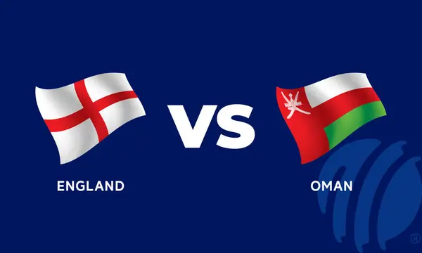 stock vector England VS Oman International Cricket Flag Badge Design Template Vector Illustration.