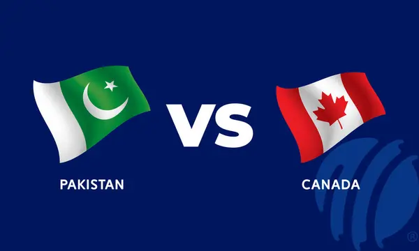 stock vector Pakistan VS Canada International Cricket Flag Badge Design Template Vector Illustration.