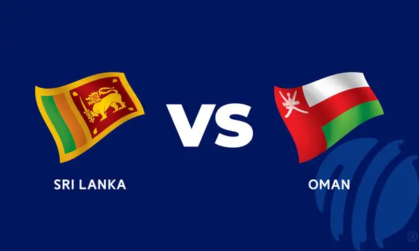 stock vector Sri Lanka VS Oman International Cricket Flag Badge Design Template Vector Illustration.