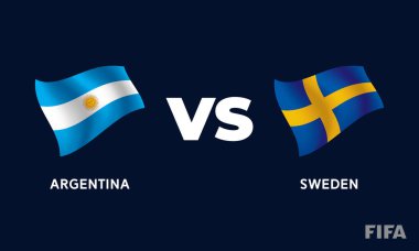 Arjantin - İsveç Uluslararası Futbol Maçı Bayrak Tasarımı Şablon Resimleri.