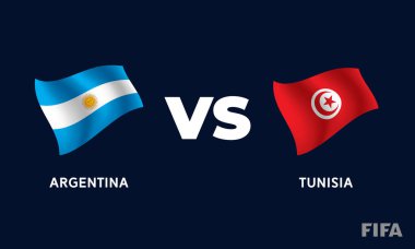 Argentina VS Tunisia International Football Match Flag Badge Design Template Vector Illustration. clipart