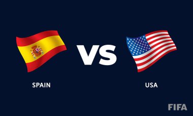 Spain VS USA Football Match Template clipart