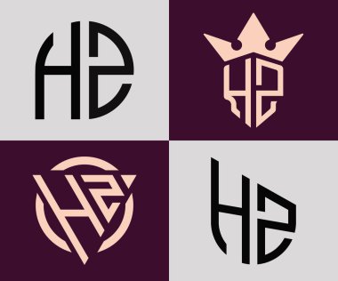 HZ modern ilk harf logo tasarım vektör paketi. Bu başlangıç için hangi şirket veya markanın adı uygun olacaktır.