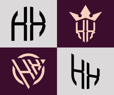 KX modern ilk harf logo tasarım vektör paketi. Bu başlangıç için hangi şirket veya markanın adı uygun olacaktır.